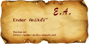 Ender Anikó névjegykártya